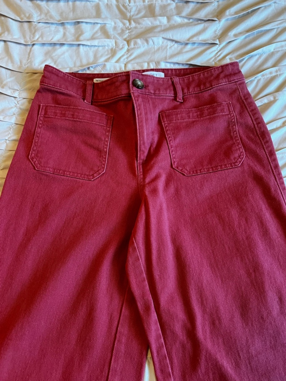 LOFT Wide-Leg High-Rise Pants in Deep Rose